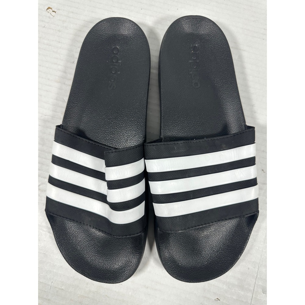 Adidas Adilette Shower Slides Mens 14 Black White GZ5922 Cloudfoam Sandals - Picture 4 of 11
